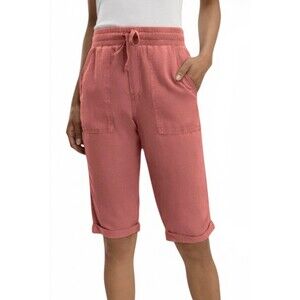 SPLENDID Women's Alder Bermuda Shorts w/ Pockets 100% Viscose Size S Coral Pink